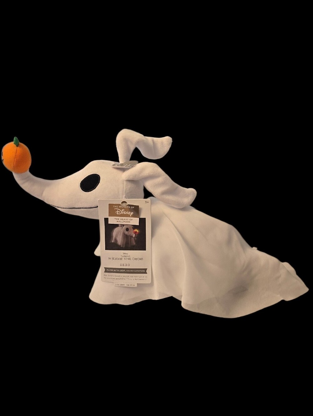 New Hallmark Disney Nightmare Before Christmas Zero Light Sound Motion Plush